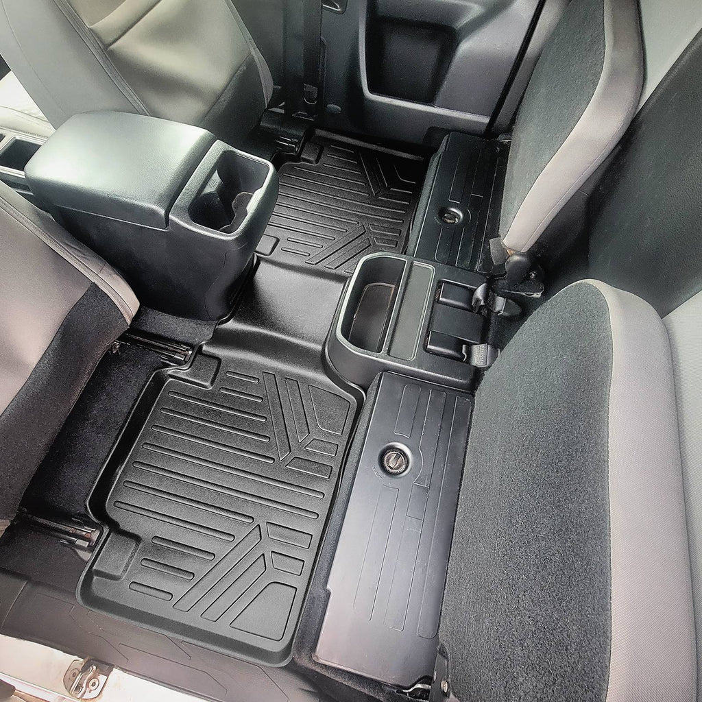 SMARTLINER Custom Fit Floor Mats 2nd Row Liner Black Compatible With 2016-2021 Toyota Tacoma Access/Extended Cab (SB0211)
