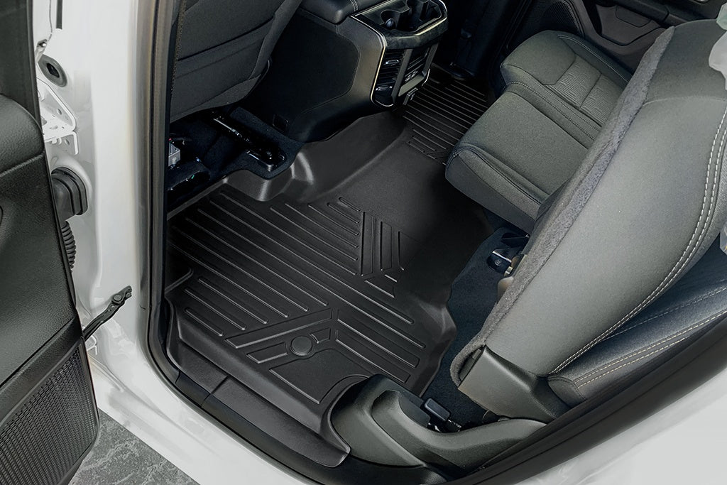 SMARTLINER Custom Fit Floor Mats 2nd Row Liner Black Compatible With 2019-2021 Ram 1500 Quad Cab with 1st Row Captain Seat or Bench Seats (SB0370)