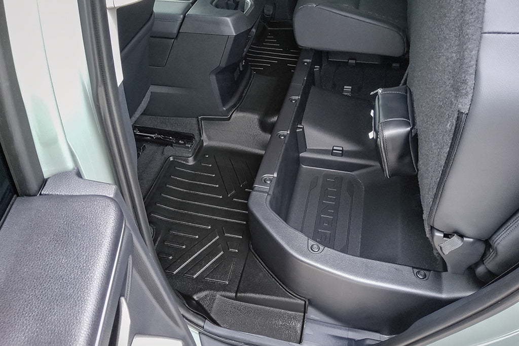 SMARTLINER Custom Fit Black 2 Row Floor Mat Liner Set Compatible With 2022-2023 Toyota Tundra Double Cab with 2nd Row Underseat Storage (SA0593/B0625)