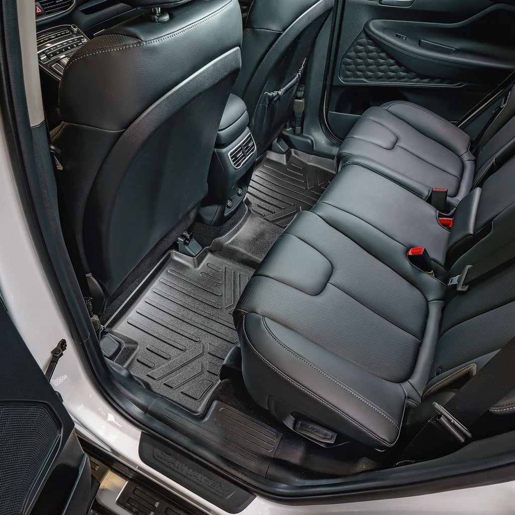 SMARTLINER Custom Fit All Weather Black 2 Row Floor Mat Liner Set Compatible With 2021-2023 Hyundai Santa Fe (SA0550/B0550)