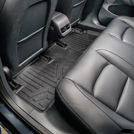 SMARTLINER All Weather Custom Fit Floor Mats 2nd Row Liner Black Compatible With 2017- 2021 Tesla Model 3 (SB0456)