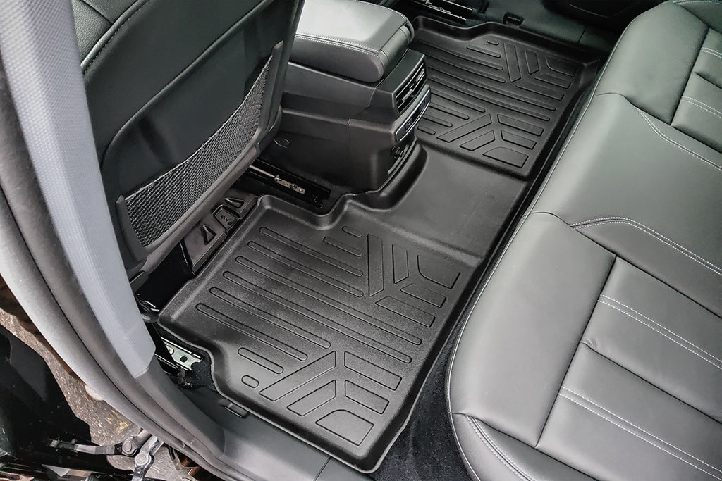 SMARTLINER Custom Fit All Weather Protection Black 2 Row Floor Liners & Cargo Liner behind the 2nd Row Seats Compatible With 2022-2024 Audi Q4 e-tron (SA0650/B0650/D0650)