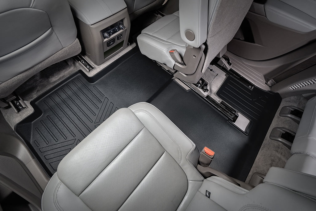 SMARTLINER Floor Mats 3 Rows and Cargo Liner Behind 3rd Row Set Compatible With 2018-2022 Chevrolet Traverse with 2nd Row Bucket Seats (SA0343/B0345/E0343)