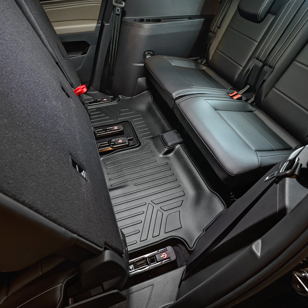 SMARTLINER All Weather Floor Mats 3 Row Liner Set Black Compatible With 2018-2022 Volkswagen Atlas with 2nd Row Bench Seat (SA0300/B0300/C0300)