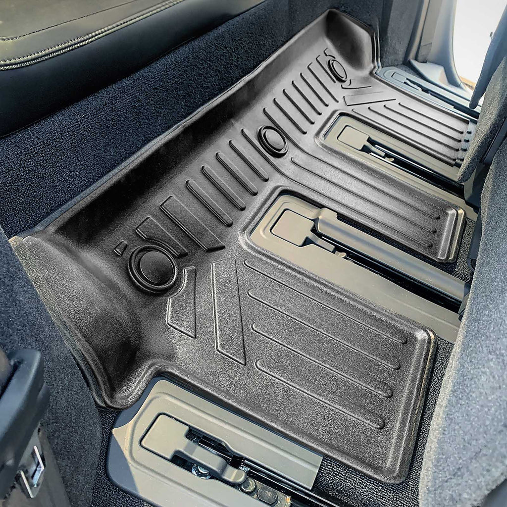 SMARTLINER All Weather Custom Fit Black 3 Row, Cargo Liner Behind the 2nd Row & Front Trunk Liner Floor Liner Set Compatible With 2022-2024 Rivian R1S SUV (SA0615/B0698/C0698/D0698/F0615)
