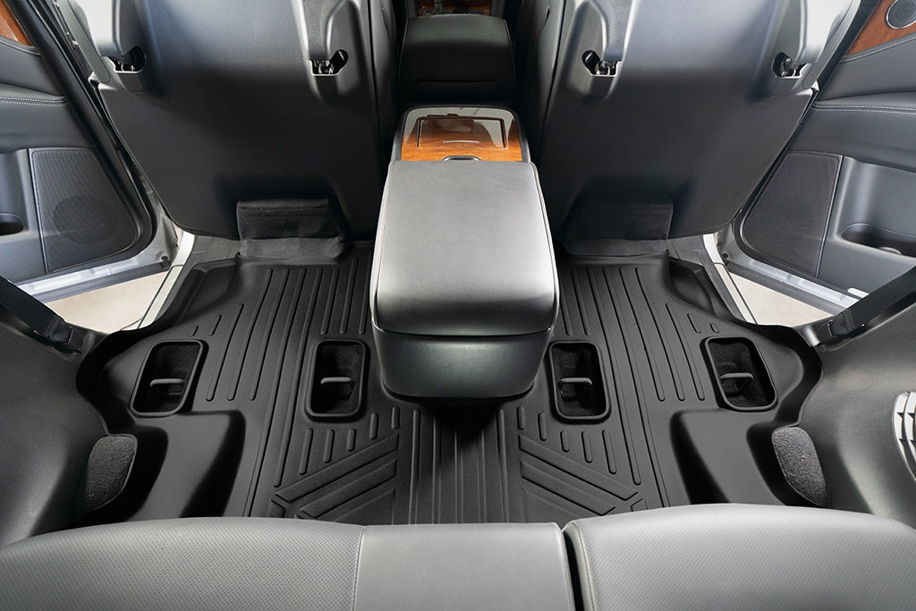 SMARTLINER Custom Fit All Weather Protection Black 3 Row Floor Liners & Cargo Liner behind the 3rd Row Seats Compatible With 2019-2024 Infiniti QX80 (SA0504/B0504/C0242/E0242)