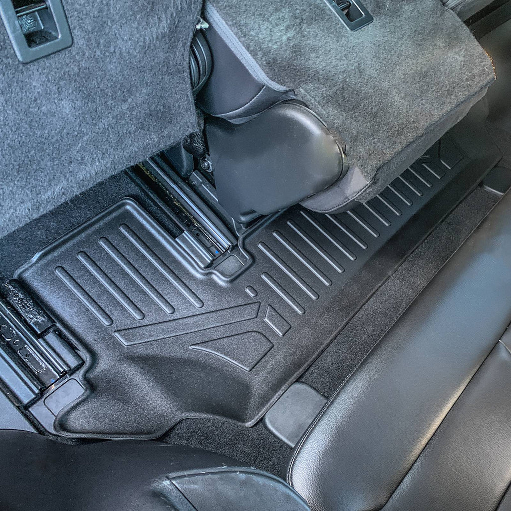 SMARTLINER Floor Mats 3 Rows - Cargo Liner Behind 2nd Row Set Black 2020-2023 Explorer 6 Passenger Models W/ 2nd Row Bench Seats (SA0423/B0423/C0502/D0423)