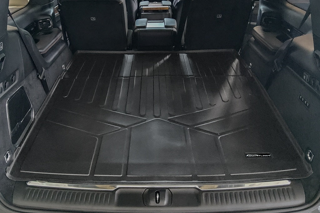 SMARTLINER Custom Fit Black 2 Row & Cargo Liner Behind the 2nd Row Floor Mat Liner Set Compatible With 2022-2023 Jeep Grand Wagoneer (SA0573/B0577/D0580)