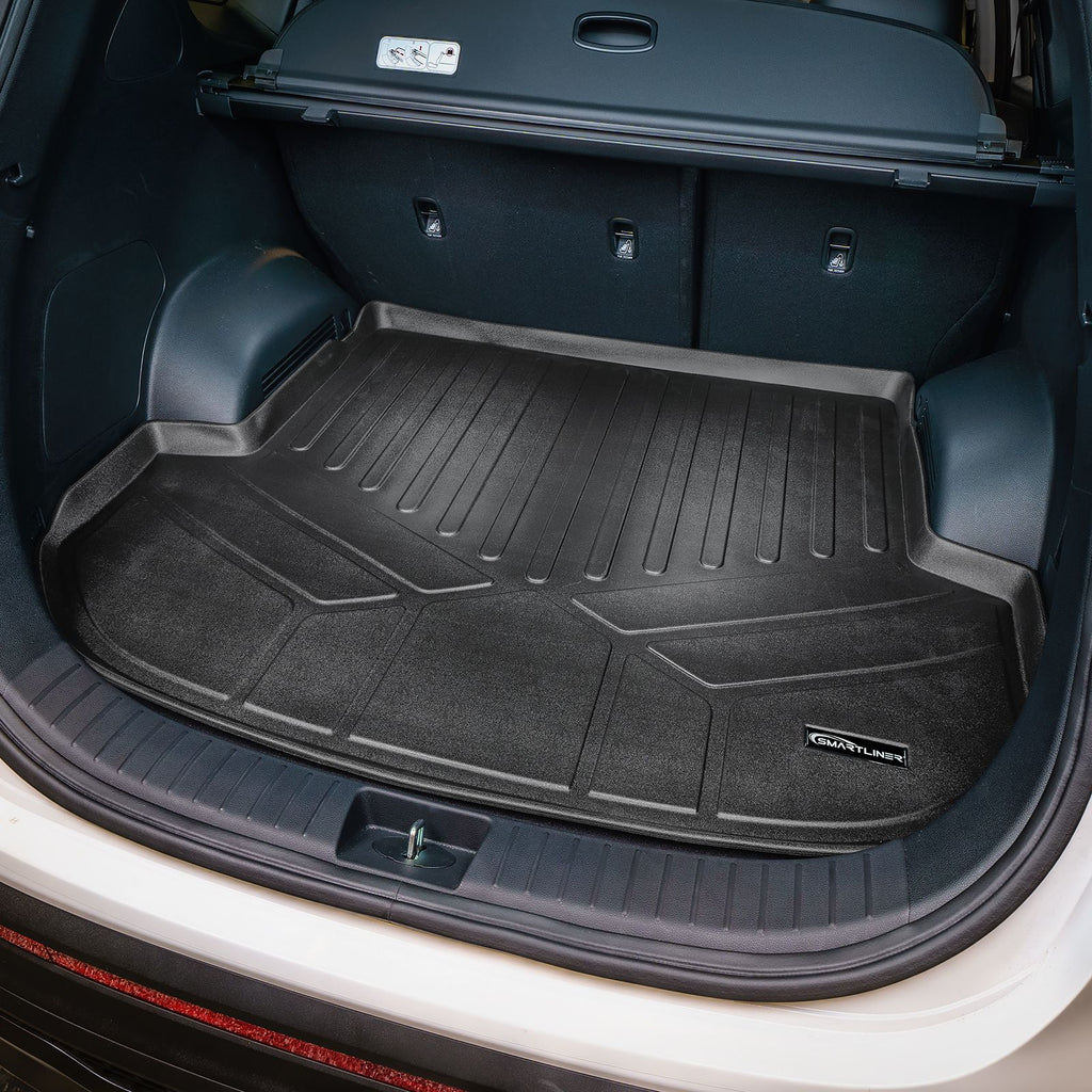 SMARTLINER All Weather Custom Fit Cargo Liner Trunk Mat Black Compatible With 2021-2023 Hyundai Santa Fe (SD0550)