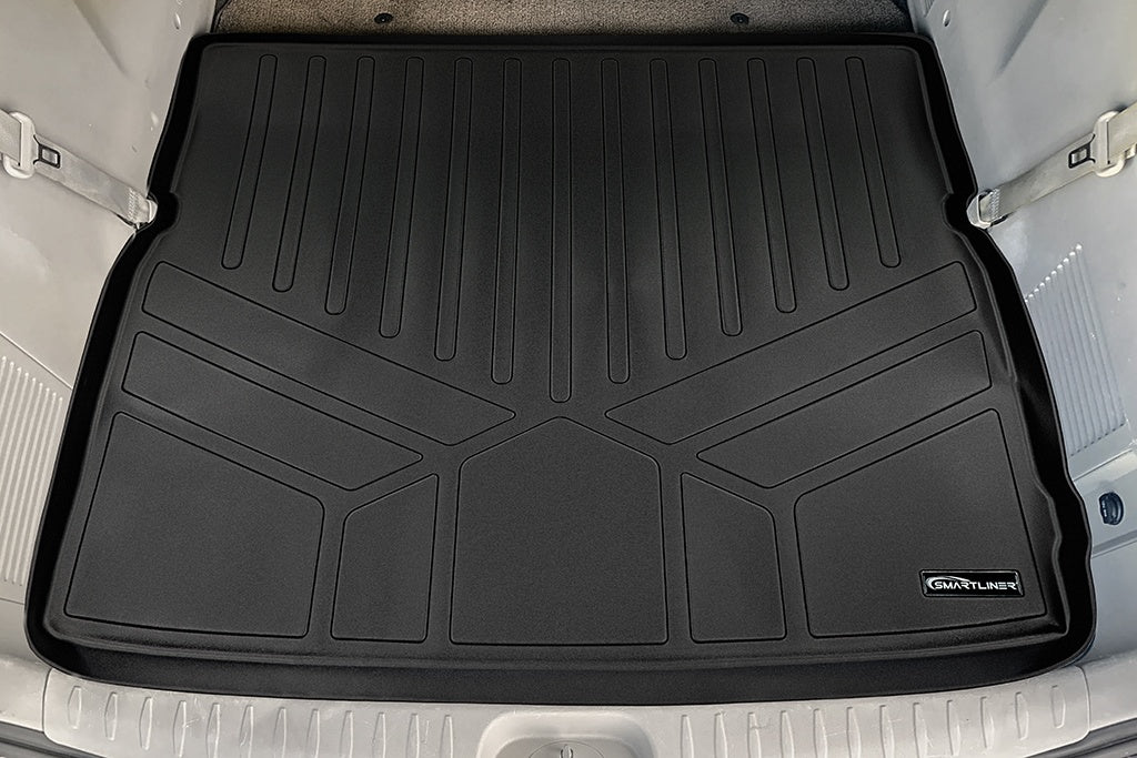 SMARTLINER Custom Floor Mats 3 Rows and Cargo Liner Behind 2nd Row Set Black Compatible With 2015-2021 Kia Sedona 7 Passenger Model Only (SA0203/B0239/C0239/D0203)