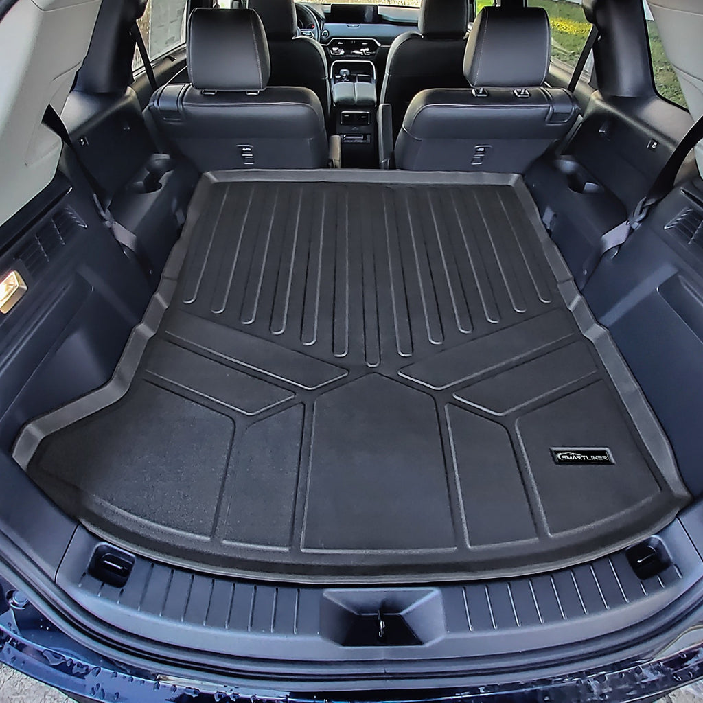 SMARTLINER Custom Fit All Weather Protection Black Cargo Liner Mat Behind 2nd Row Compatible With 2024 Mazda CX-90 Hybrid/ Plug-In Hybrid (SD0716)