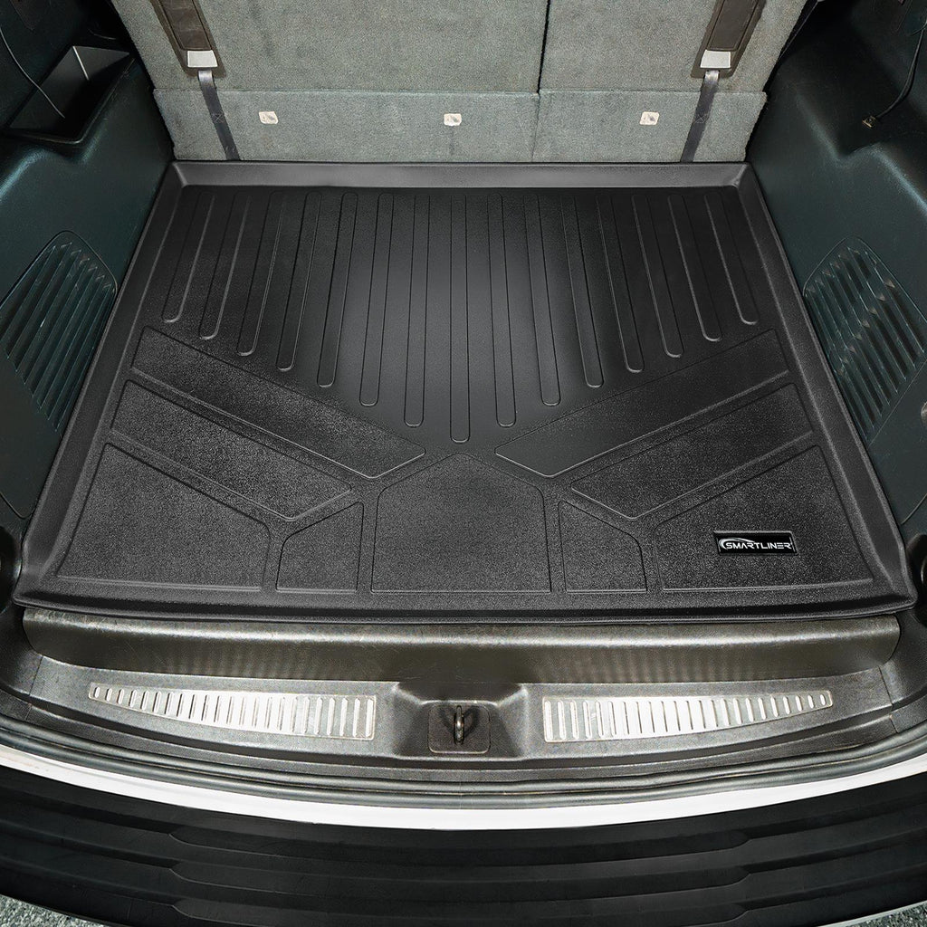 SMARTLINER All Weather Cargo Trunk Liner Floor Mat Behind 3rd Row Black Compatible With 2015-2020 Suburban / Yukon XL / Escalade ESV (SE0159)
