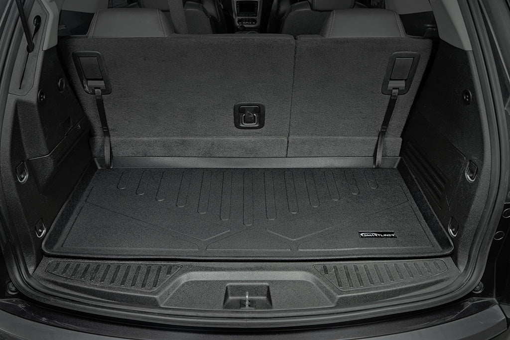 SMARTLINER Cargo Trunk Liner Floor Mat Behind 3rd Row Black Compatible With 2007-2016 GMC Acadia / 2017 Acadia Limited (SE0162)
