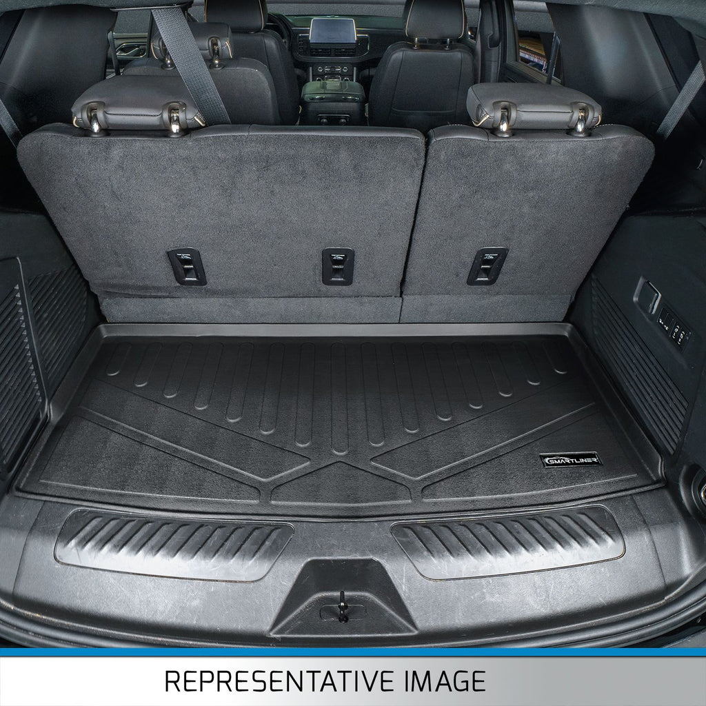 SMARTLINER All Weather Custom Cargo Trunk Liner Floor Mat Behind 3rd Row Tan Compatible With 2020-2023 Ford Explorer (SE1423)