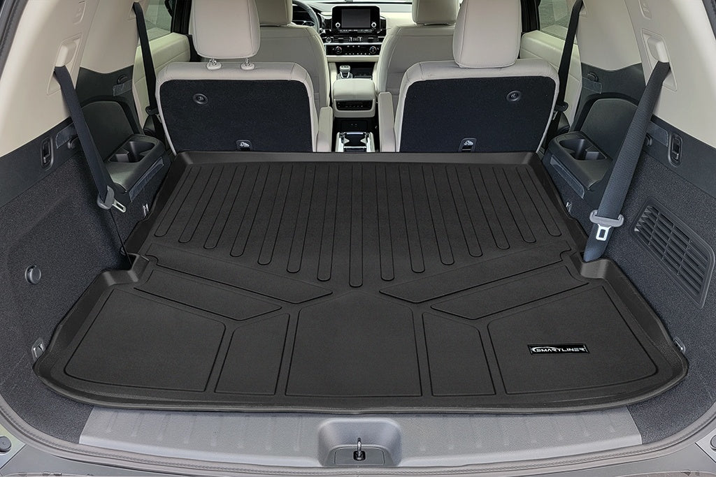 SMARTLINER Custom Fit Floor Mats 3 Rows and Cargo Liner Behind 2nd Row Set Black Compatible With 2022-2023 Nissan Pathfinder (SA0567/B0567/C0567/D0567)