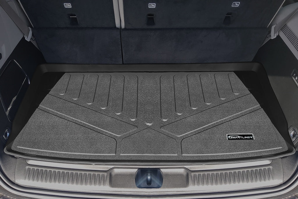 SMARTLINER All Weather Custom Fit Black 2 Row & Cargo Liner Behind the 3rd Row Floor Mat Liner Set Compatible With 2022-2023 Jeep Wagoneer (SA0573/B0573/E0573)
