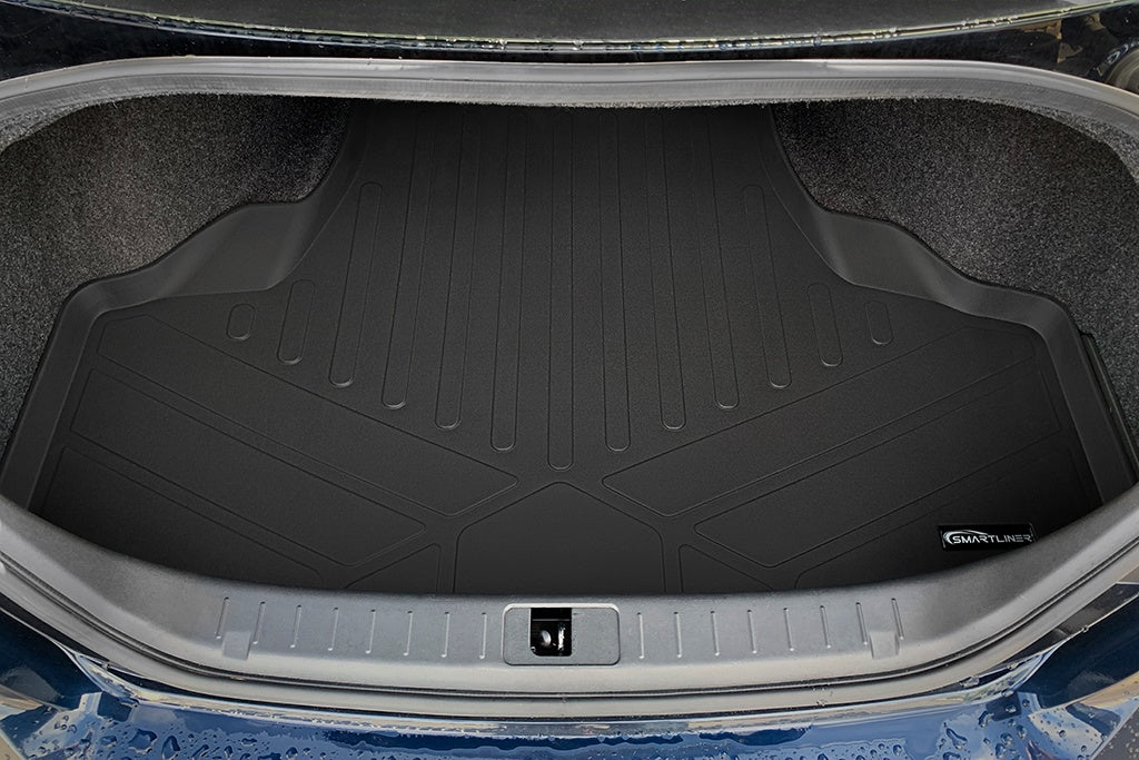 SMARTLINER Custom Fit Floor Mats 2 Rows and Cargo Liner Trunk Set Black Compatible With 2014-2020 Infiniti Q70 (SA0408/B0408/D0408)