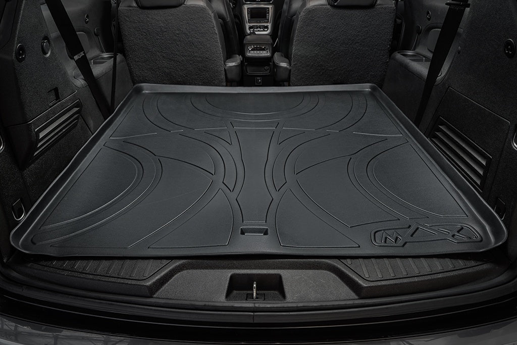 SMARTLINER Floor Mats 3 Rows and Cargo Liner Behind 2nd Row Set Black Compatible With GMC Acadia/Saturn Outlook with 2nd Row Bucket Seats (SA0043/B0326/D0162)