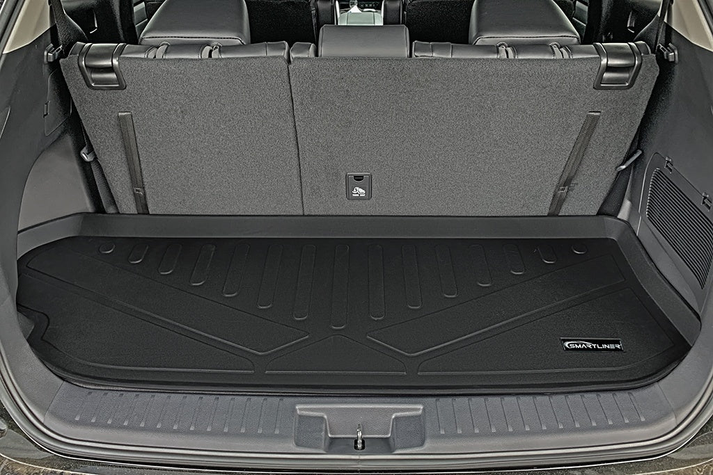 SMARTLINER Floor Mats 3 Rows & Cargo Liner Behind 3rd Row Set Black Compatible With 2020-2022 Highlander 2nd Row Bench or Bucket Seats (SA0500/B0500/C0500/E0500)