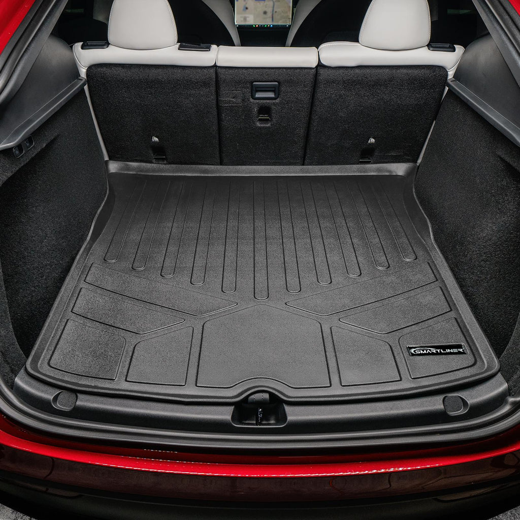 SMARTLINER All Weather Protection Custom Fit 2 Rows Floor Liners & Cargo Liner Behind 2nd Row Set Compatible With 2020-2023 Tesla Model Y (SD0529)