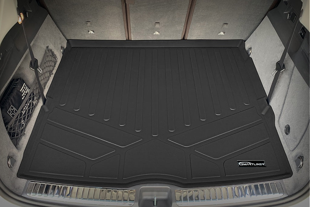 SMARTLINER Custom Fit Floor Mats 3 Rows and Cargo Liner Behind 2nd Row Set Black 2020-2023 Mercedes-Benz GLE-Class 7/8 Passenger (SA0471/B0471/C0471/D0471)
