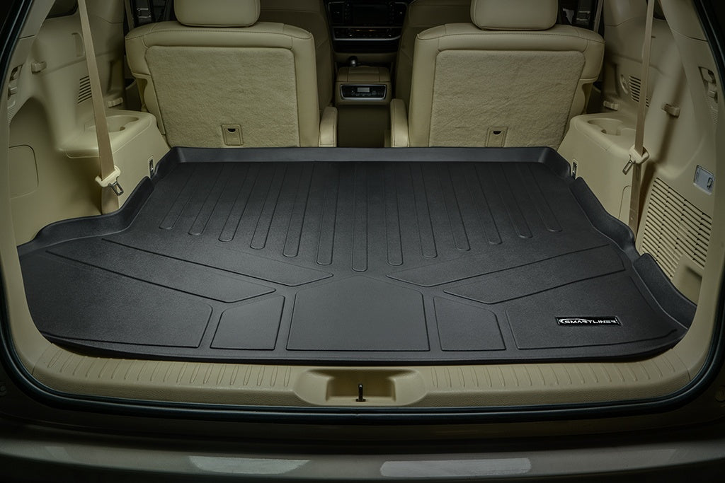 SMARTLINER All Weather Custom Fit Cargo Trunk Liner Floor Mat Behind 2nd Row Seat Black Compatible With 2014-2019 Toyota Highlander (SD0152)
