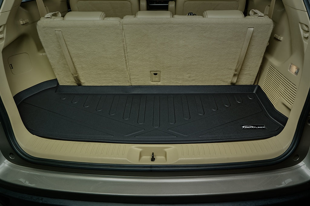 SMARTLINER All Weather Custom Fit Cargo Trunk Liner Floor Mat Behind 3rd Row Seat Black Compatible With 2014-2019 Toyota Highlander (SE0152)