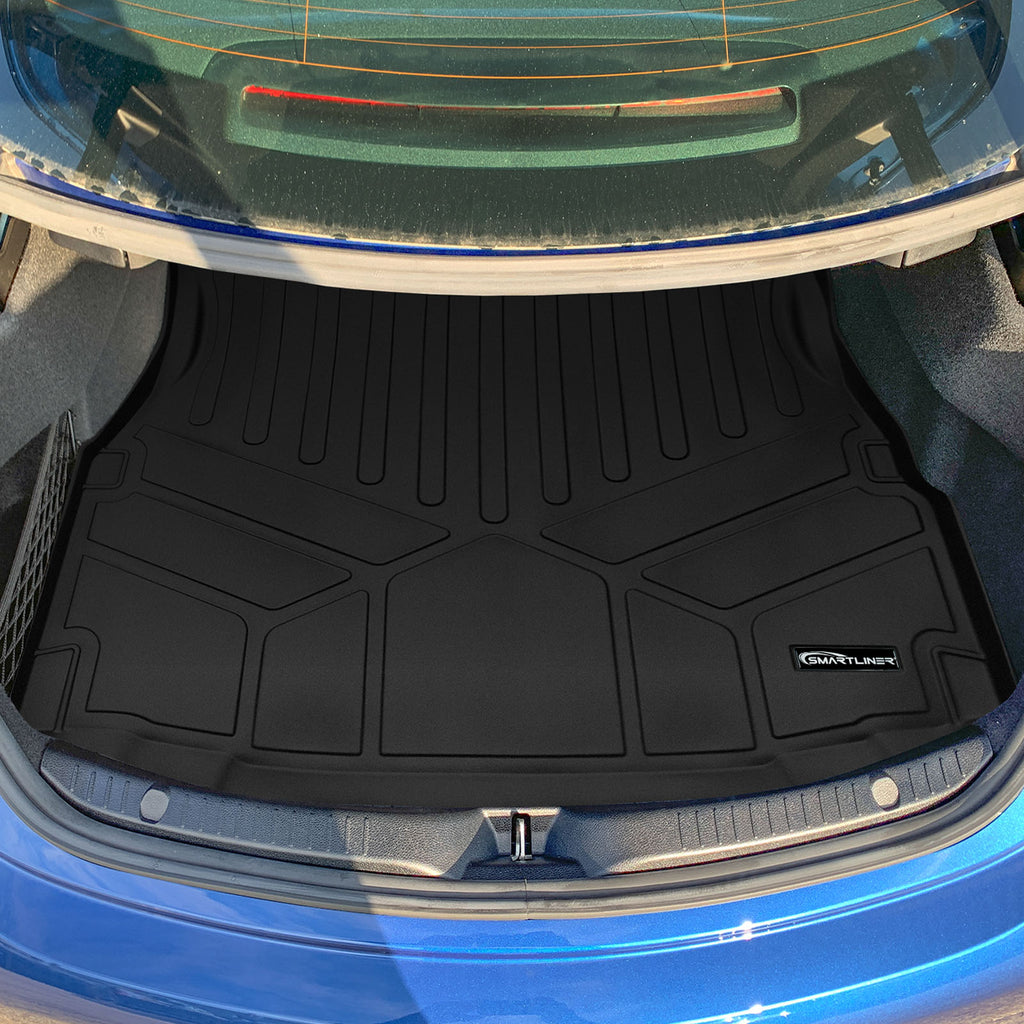 SMARTLINER All Weather Protection Custom Fit Black 2 Row Floor Mats and Cargo Liner Set Compatible With 2017-2023 Mercedes Benz C-Class (SA0165/B0713/D0713)