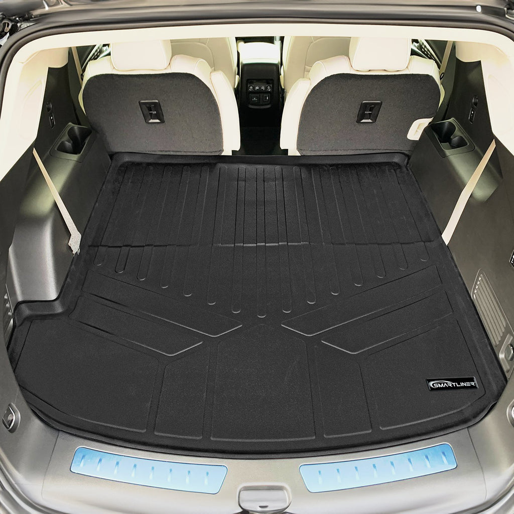 SMARTLINER Floor Mats 2 Rows and Cargo Liner Behind 2nd Row Set Black Compatible With 2018-2022 Buick Enclave with 2nd Row Bench Seat (SA0345/B0343/D0345)
