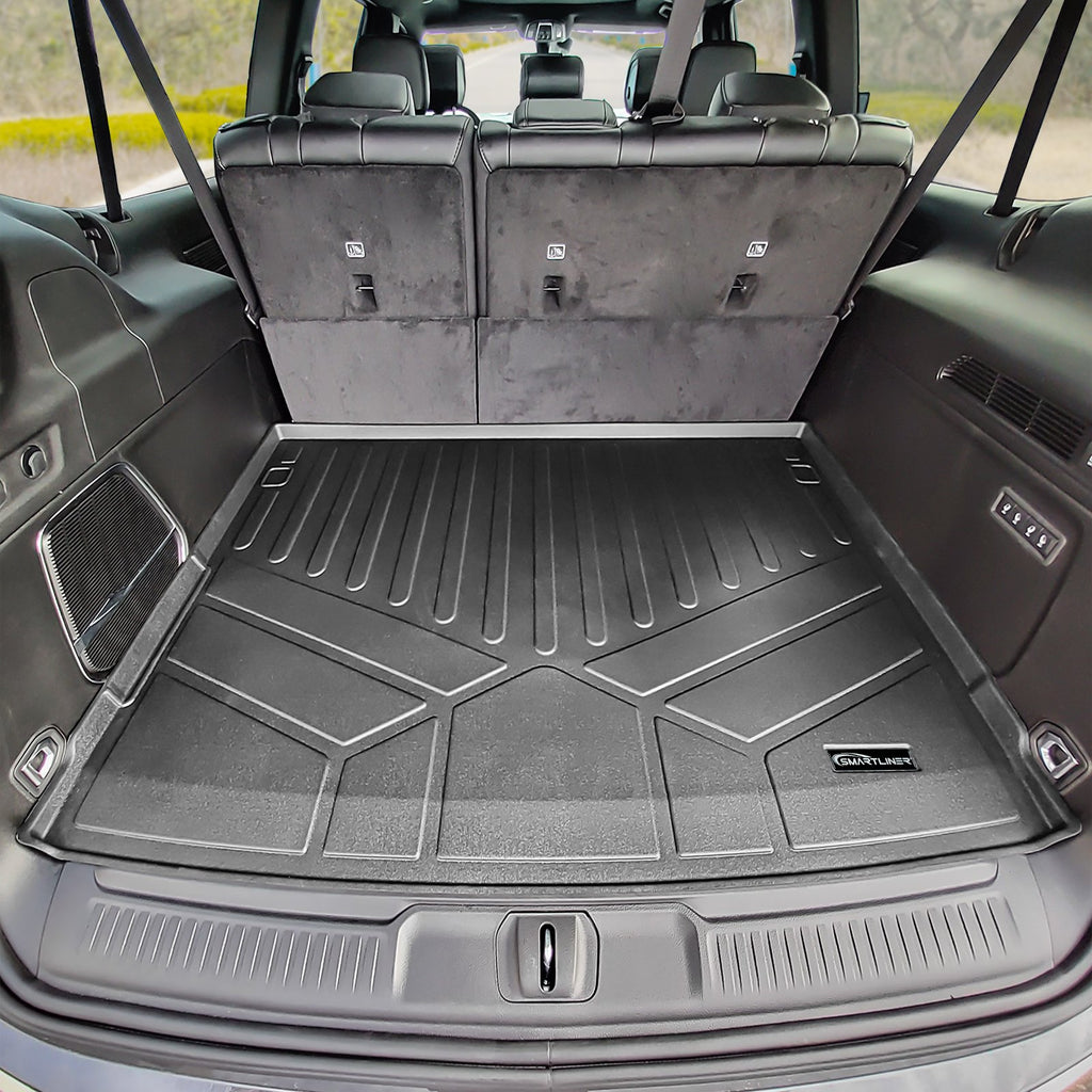 SMARTLINER All Weather Custom Fit Black 2 Row & Cargo Liner Behind the 3rd Row Floor Mat Liner Set Compatible With 2023-2024 Jeep Grand Wagoneer L (SA0573/B0589/E0708)