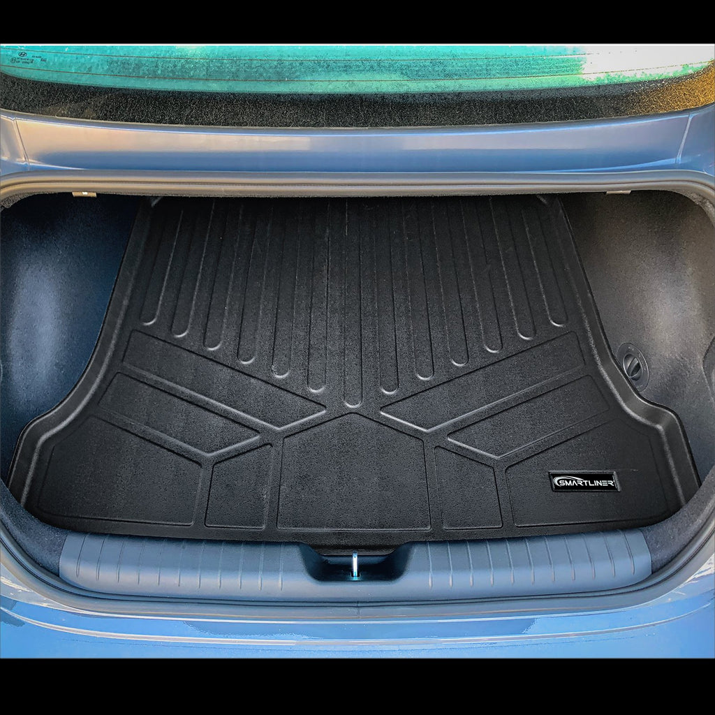 SMARTLINER Custom Fit All Weather Protection Black 2 Row Floor Liners & Cargo Liner behind the 2nd Row Seats Compatible With 2023-2025 Hyundai Ioniq 6 (SA0697/B0697/D0697)