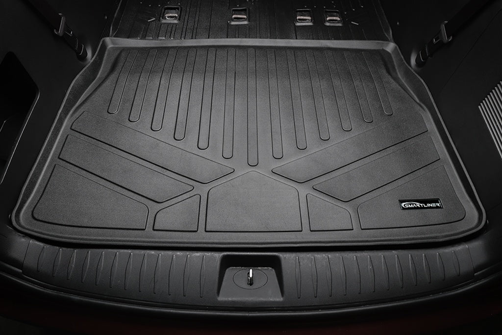 SMARTLINER Custom Fit Black 3 Row & Cargo Liner Behind the 2nd Row Floor Liner Set Compatible With 2022-2025 Kia Carnival (SA0556/B0730/C0730/D0556)