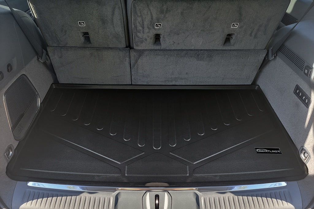 SMARTLINER Custom Fit Black 3 Row & Cargo Liner Behind the 3rd Row Floor Mat Liner Set Compatible With 2022-2023 Jeep Grand Wagoneer (SA0573/B0577/C0577/E0580)