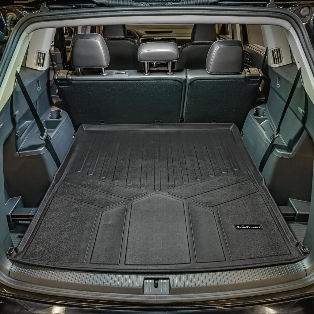 SMARTLINER All Weather Custom Fit Cargo Trunk Liner Floor Mat Behind 2nd Row Black Compatible With 2018-2022 Volkswagen Atlas (SD0300)