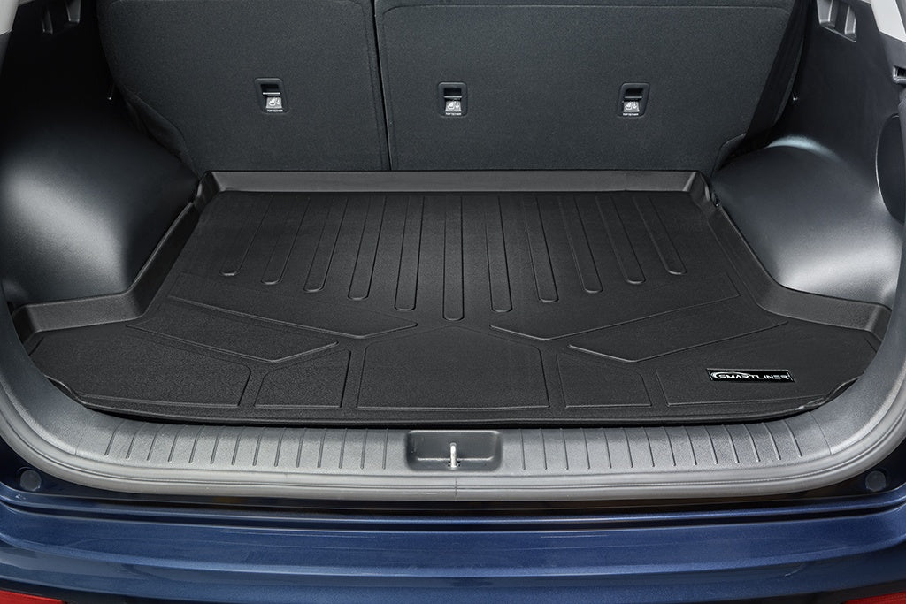 SMARTLINER Custom Fit Floor Mats and Cargo Liner Behind 2nd Row Upper Deck Set Black Compatible With 2017-2022 Kia Sportage (SA0244/B0206/D0244)