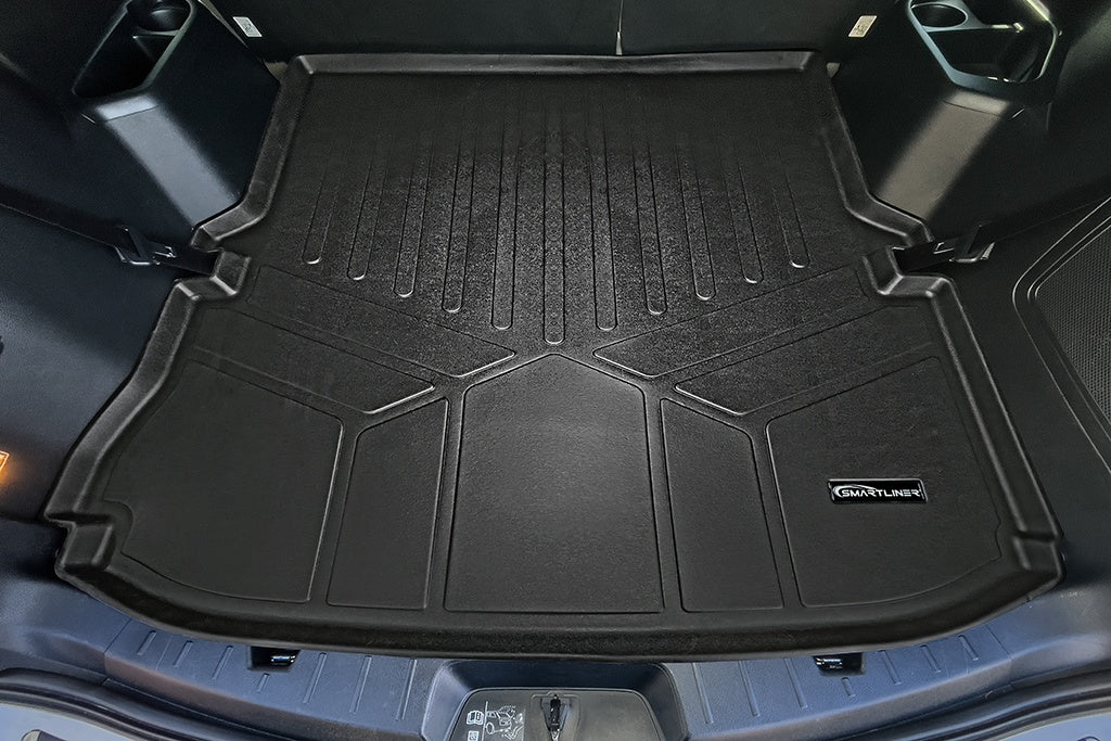 SMARTLINER Custom Fit Floor Mats 2 Rows and Cargo Liner Set Black Compatible With 2017-2019 Ford Explorer without 2nd Row Center Console (SA0245/B0082/D0082)