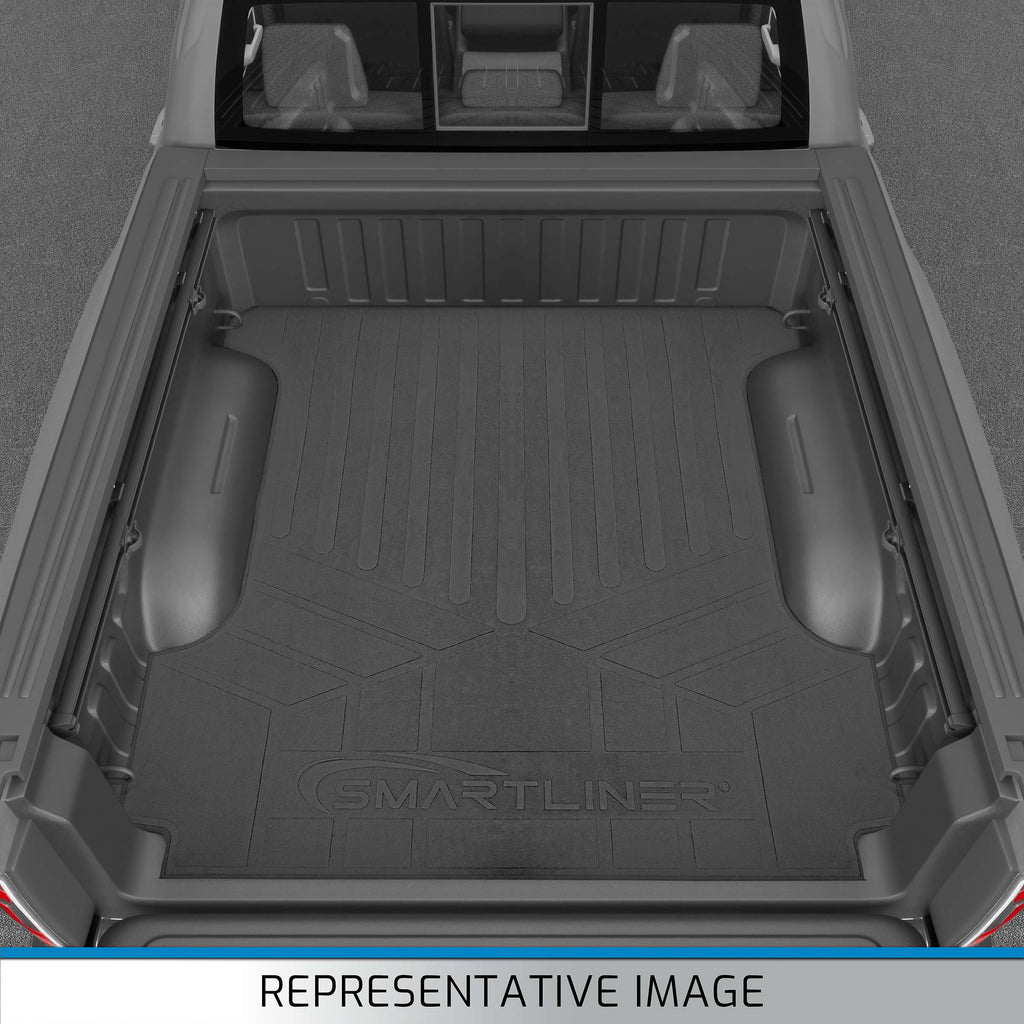 SMARTLINER Custom Fit Floor Mats 2 Row & Truck Bed Liner Set Black Compatible with Crew Cab 2014-2018 Silverado/Sierra 1500 | 2015-2019 2500/3500 HD (SA0136/B0136/J0136)