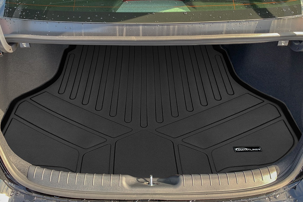 SMARTLINER Custom Fit All Weather Black 2 Row Floor Mats and Cargo Liner Set Compatible With 2021-2025 Hyundai Elantra (SA0538/B0538/D0538)