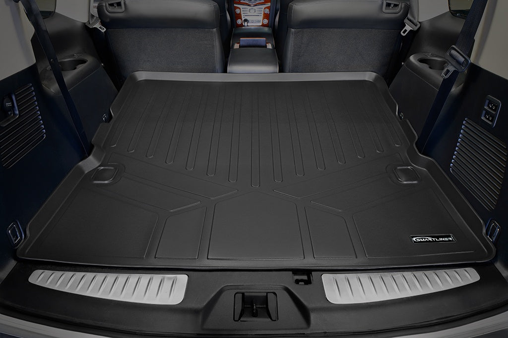 SMARTLINER Custom Fit All Weather Protection Black 3 Row Floor Liners & Cargo Liner behind the 2nd Row Seats Compatible With 2019-2024 Infiniti QX80 (SA0504/B0504/C0242/D0242)