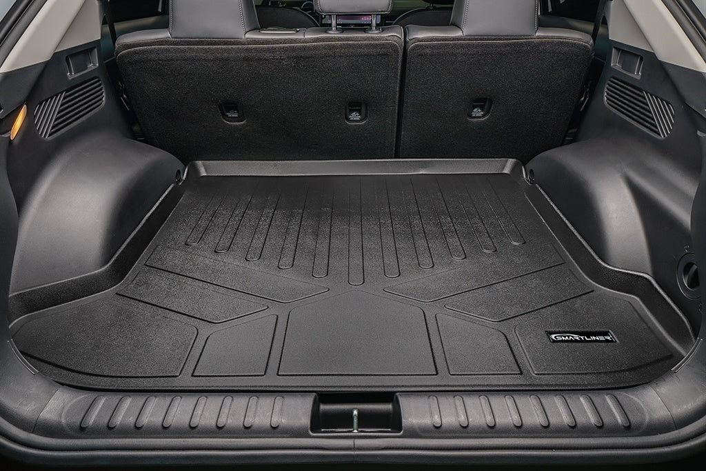 SMARTLINER Custom Fit All Weather Protection Black 2 Row Floor Liners with 1st Row Over The Hump Coverage & Cargo Liner behind the 2nd Row Seats Compatible With 2022-2025 Hyundai Ioniq 5 (SA0601/B0601/D0601)