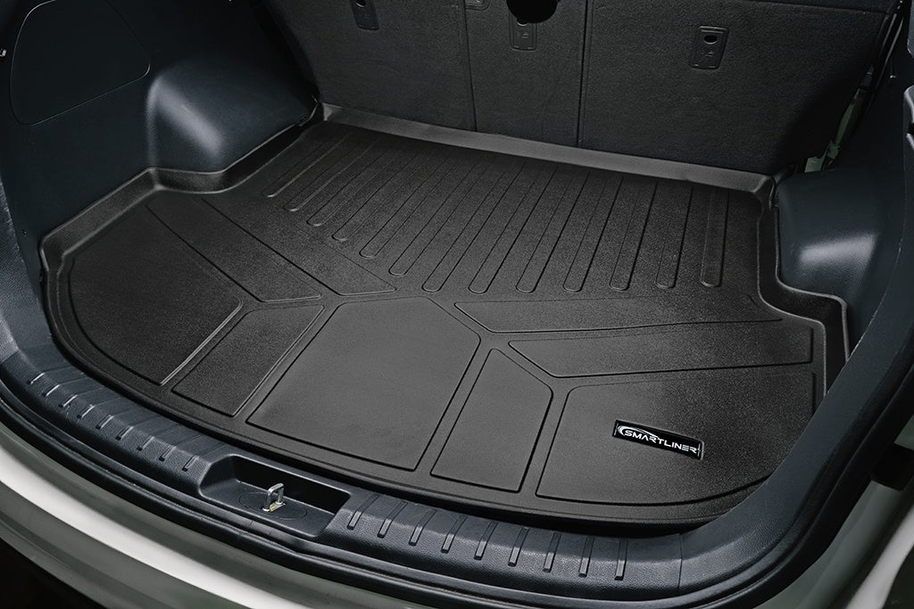 SMARTLINER Custom Floor Mats 2 Rows and Cargo Liner Behind 2nd Row Set Black Compatible With 2013-2018 Hyundai Santa Fe 5 Passenger Model (SA0114/B0114/D0114)