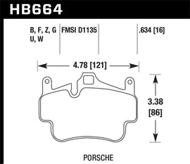 Hawk Performance 06-14 Porsche Cayman Rear HP+ Brake Pads (HB664N.634)