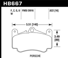 Hawk Performance 2012 Porsche 911 HP Plus Front Street Brake Pads (HB667N.622)