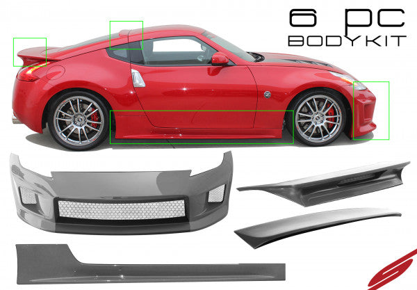 370Z Z34 6-Piece Body Kit Unpainted For 09-20 Nissan 370Z Z34 Stillen