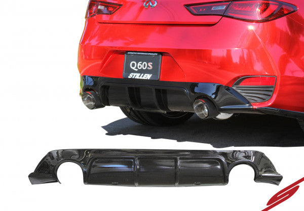 Infiniti Q60 3.0t Rear Diffuser Matte Black For 17-21 Infiniti Q60 3.0t Stillen