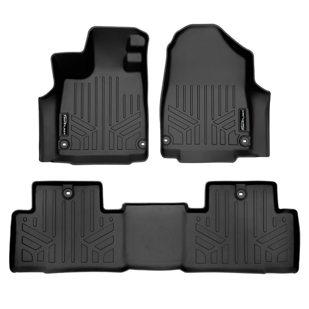 SMARTLINER Custom Fit All Weather Protection Black 2 Row Floor Liners Compatible With 2022-2025 Acura MDX (SA0581/B0581)
