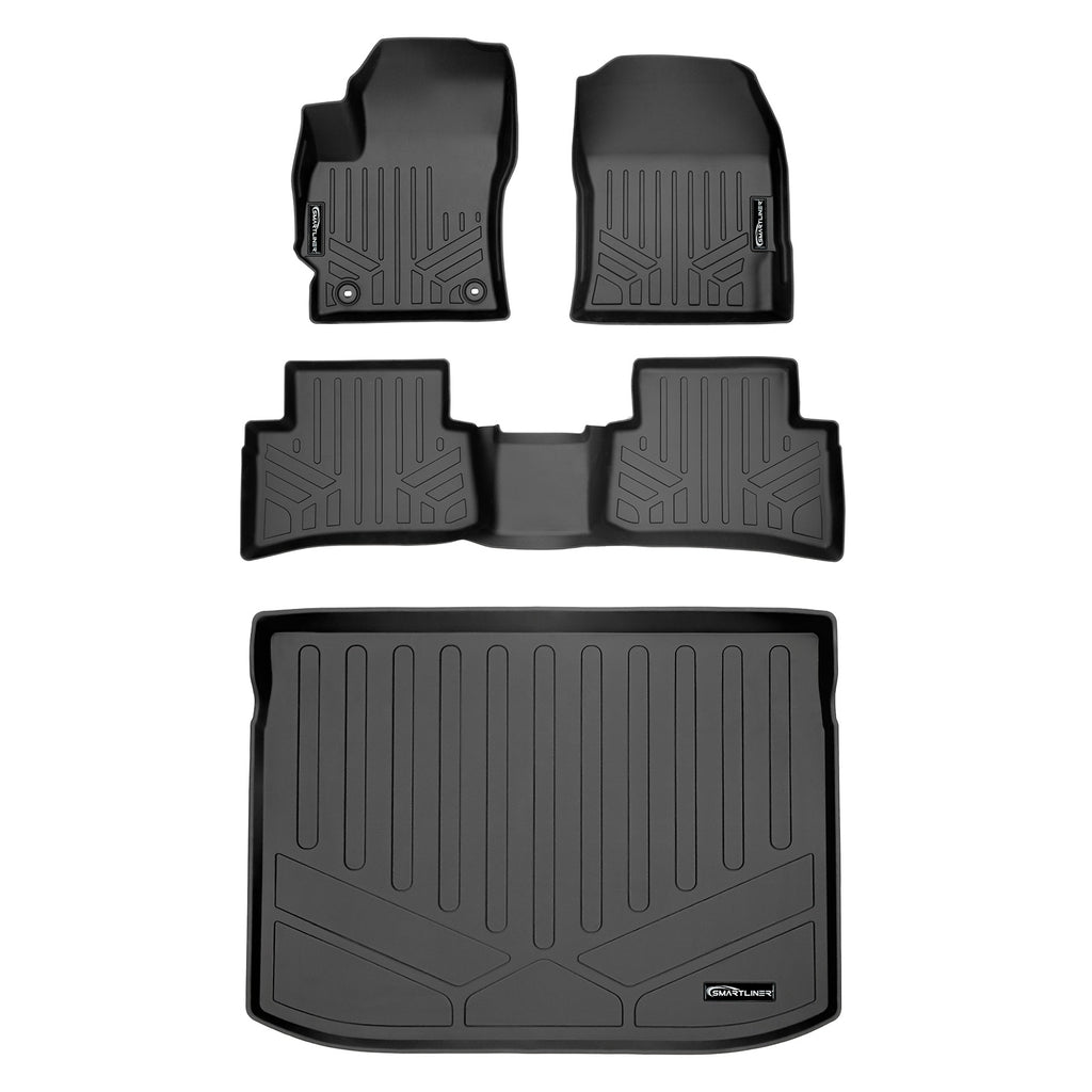 SMARTLINER Custom Fit Floor Mats 2 Rows and Cargo Liner Trunk Set Black Compatible With 2019-2023 Toyota Corolla Hatchback (SA0424/B0424/D0425)