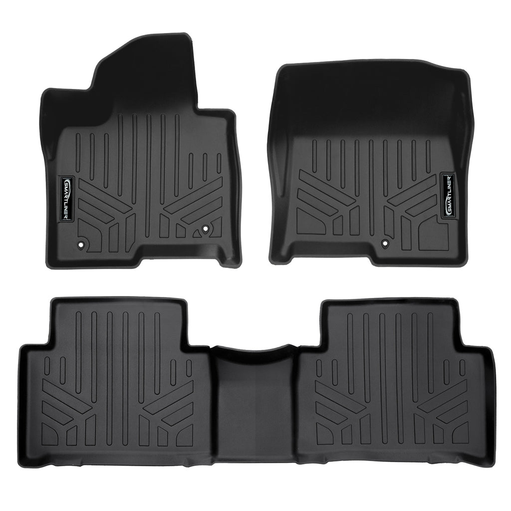 SMARTLINER All Weather Custom Fit 2 Row Black Floor Mat Liner Set Compatible With 2021-2023 Kia Sorento Hybrid (SA0608/B0608)