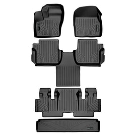 SMARTLINER Floor Mats 3 Rows and Cargo Liner Behind 3rd Row Set Black 2016-2021 Transit Connect 2nd Row Bucket Seats (SA0363/B0478/C0478/E0478)