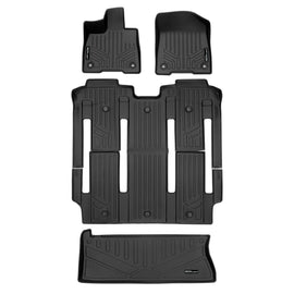 SMARTLINER Floor Mats 3 Row Liner Set & Cargo Liner Behind the 3rd Row Compatible With 2021-2023 Toyota Sienna with 2nd Row Bucket Seats (SA0552/B0576/E0552)